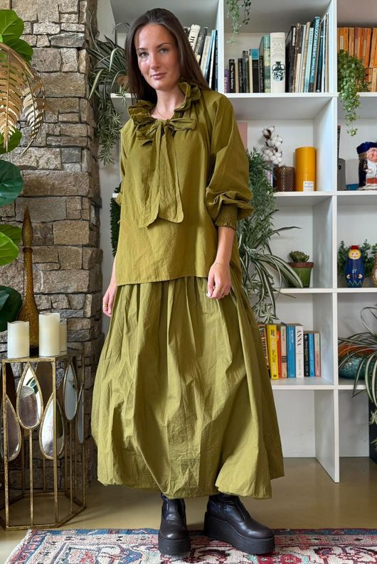 Paloma Tela Bubble Skirt Olive